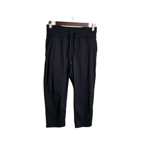 Lululemon High Rise Drawstring Cropped Joggers Size 4 Black